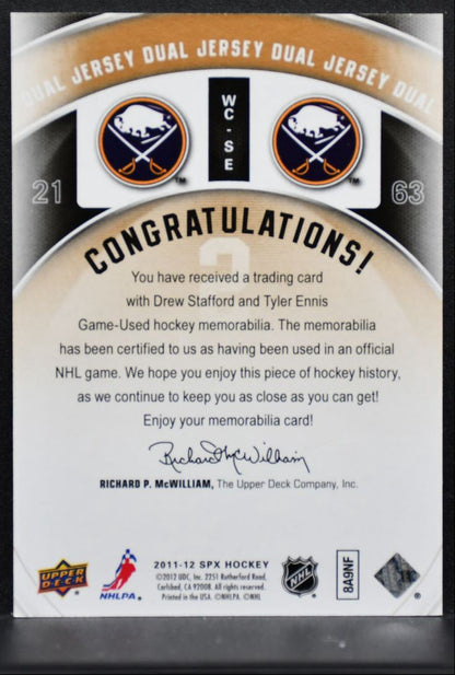 2011-12 SPx Winning Combos Dual Jersey Drew Stafford/Tyler Ennis Jersey 4251