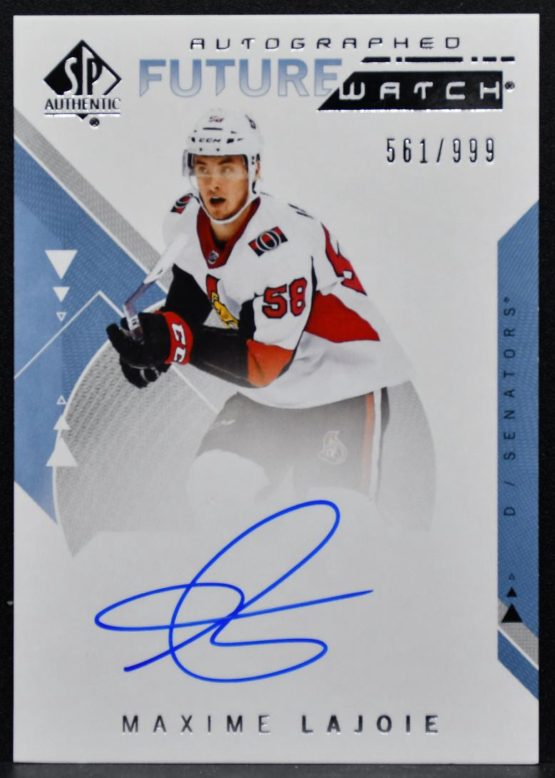 2018-19 SP Authentic Future Watch Auto Maxime Lajoie RC Auto 561/999 3845