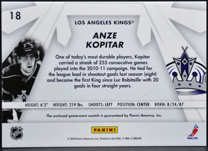 2010-11 Donruss Boys of Winter Jersey Anze Kopitar 18 Kings Jersey 1082