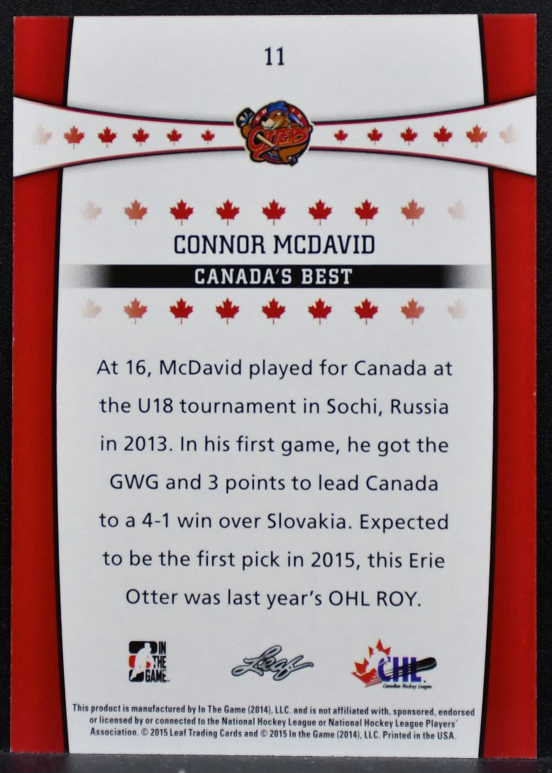 2014-15 Leaf In The Game CHL Canada's Best Connor McDavid 11 Erie Otters 8390