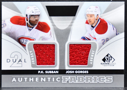 2012-13 SP Game Used Dual Authentic Jersey Subban/Gorges Canadiens Jersey 4255