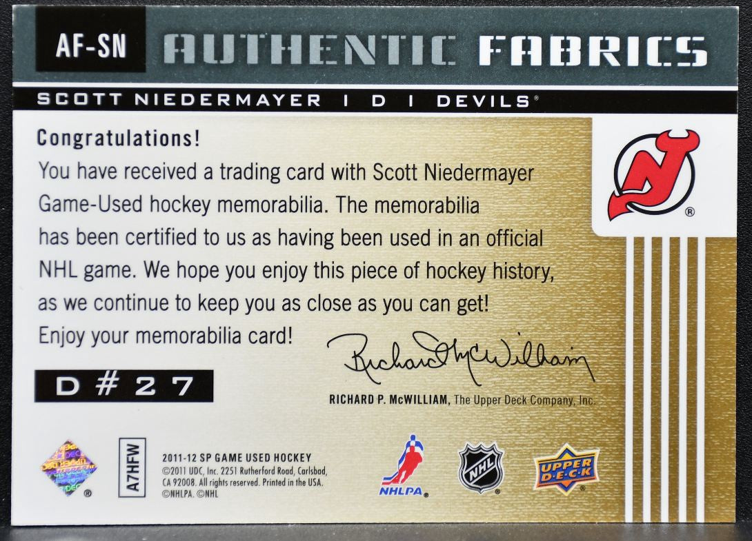 2011-12 SP Game Used Authentic Fabrics Niedermayer Jersey 9752