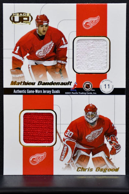 2001-02 Pacific Heads Up Quad Shanahan/Chelios/Dandenault/Osgood Jersey 6453
