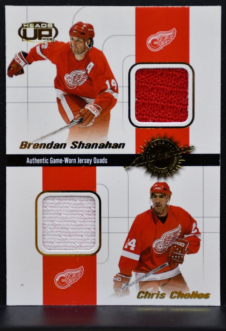 2001-02 Pacific Heads Up Quad Shanahan/Chelios/Dandenault/Osgood Jersey 6453