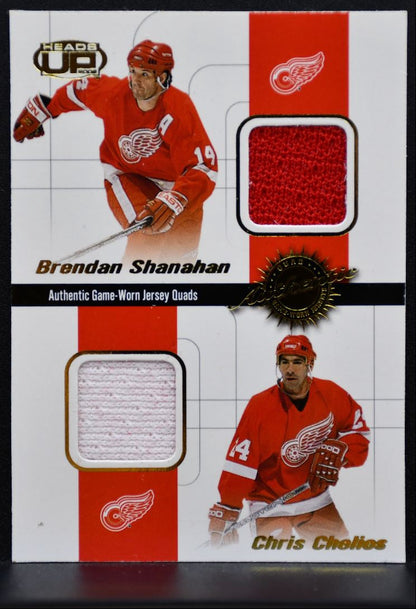 2001-02 Pacific Heads Up Quad Shanahan/Chelios/Dandenault/Osgood Jersey 6453