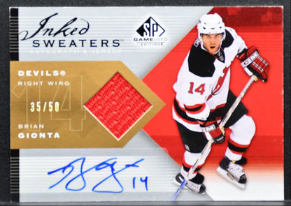 2007-08 SP Game Used Inked Sweaters Brian Gionta Devils Auto 35/50 Jersey 0758