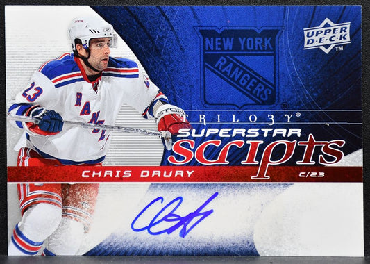 2008-09 Upper Deck Trilogy Superstar Scripts Chris Drury SS-CD Rangers Auto 9695