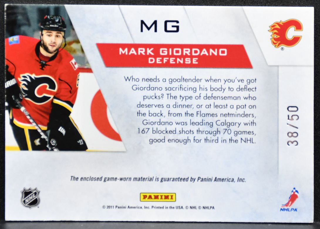 2010-11 Panini Zenith Winter Warriors Materials Prime Giordano 38/50 Patch 7959