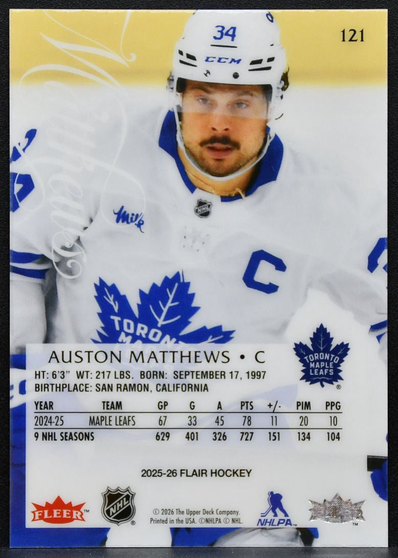 2025-26 Flair Auston Matthews 121 Toronto Maple Leafs 4285