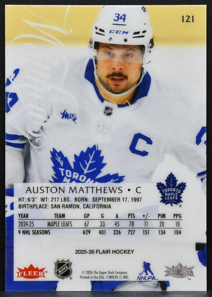 2025-26 Flair Auston Matthews 121 Toronto Maple Leafs 4285