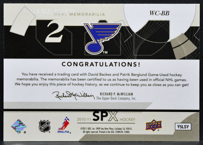 2010-11 SPx Winning Combos David Backes/Patrik Berglund WC-BB Blues Jersey 3301