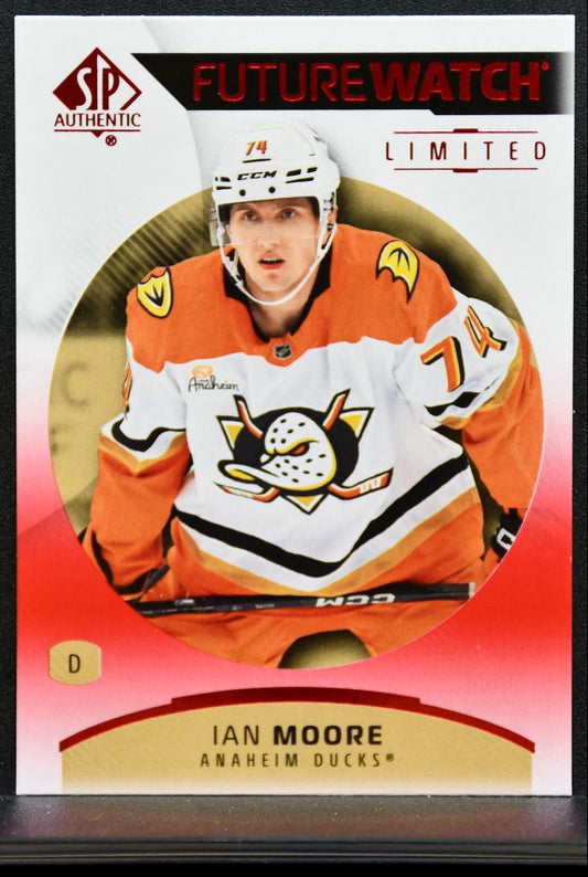 2025-26 SP Authentic Future Watch Limited Red Ian Moore Anaheim Ducks RC 8495
