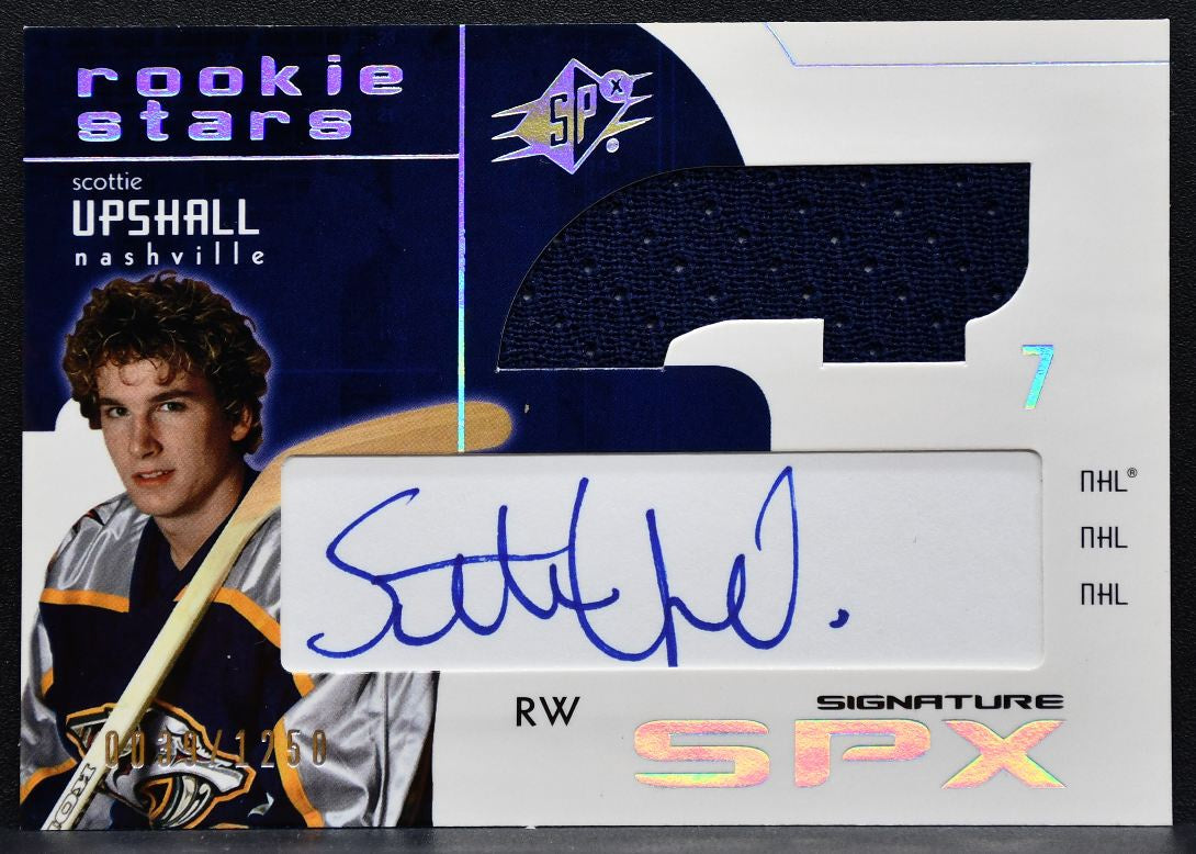 2002-03 SPx Rookie Stars Signature Scottie Upshall 155 Predators RC Auto 1716