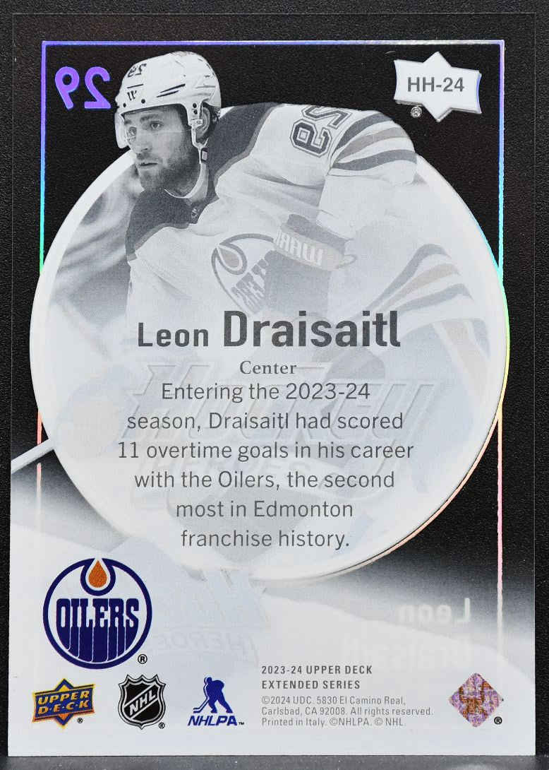 2023-24 Upper Deck Extended Series Hockey Heroes Leon Draisaitl Oilers 4386