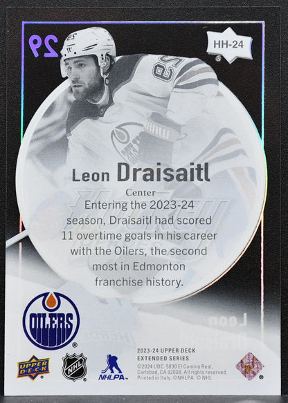 2023-24 Upper Deck Extended Series Hockey Heroes Leon Draisaitl Oilers 4386