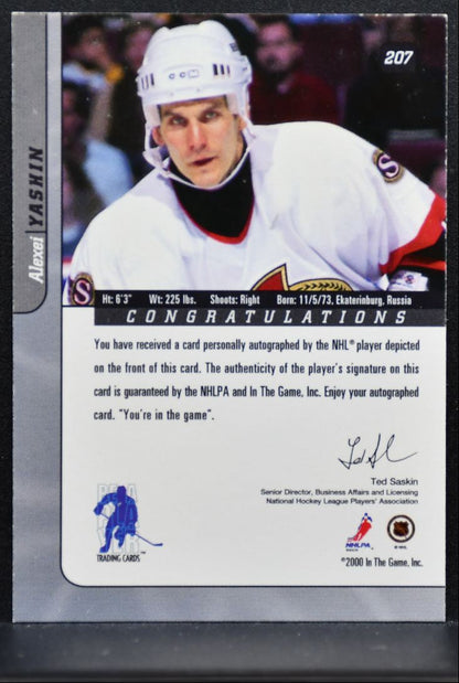 2000-01 In The Game Signature Series Auto Alexei Yashin Auto 2790