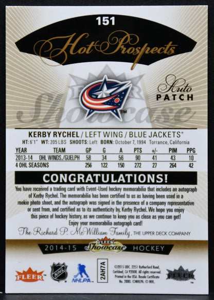 2014-15 Fleer Showcase Hot Prospects Auto Patch Rychel 151 RC Auto Patch 4082