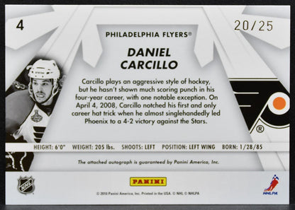 2010-11 Donruss Boys of Winter Carcillo 4 Philadelphia Flyers Auto 20/25 1055