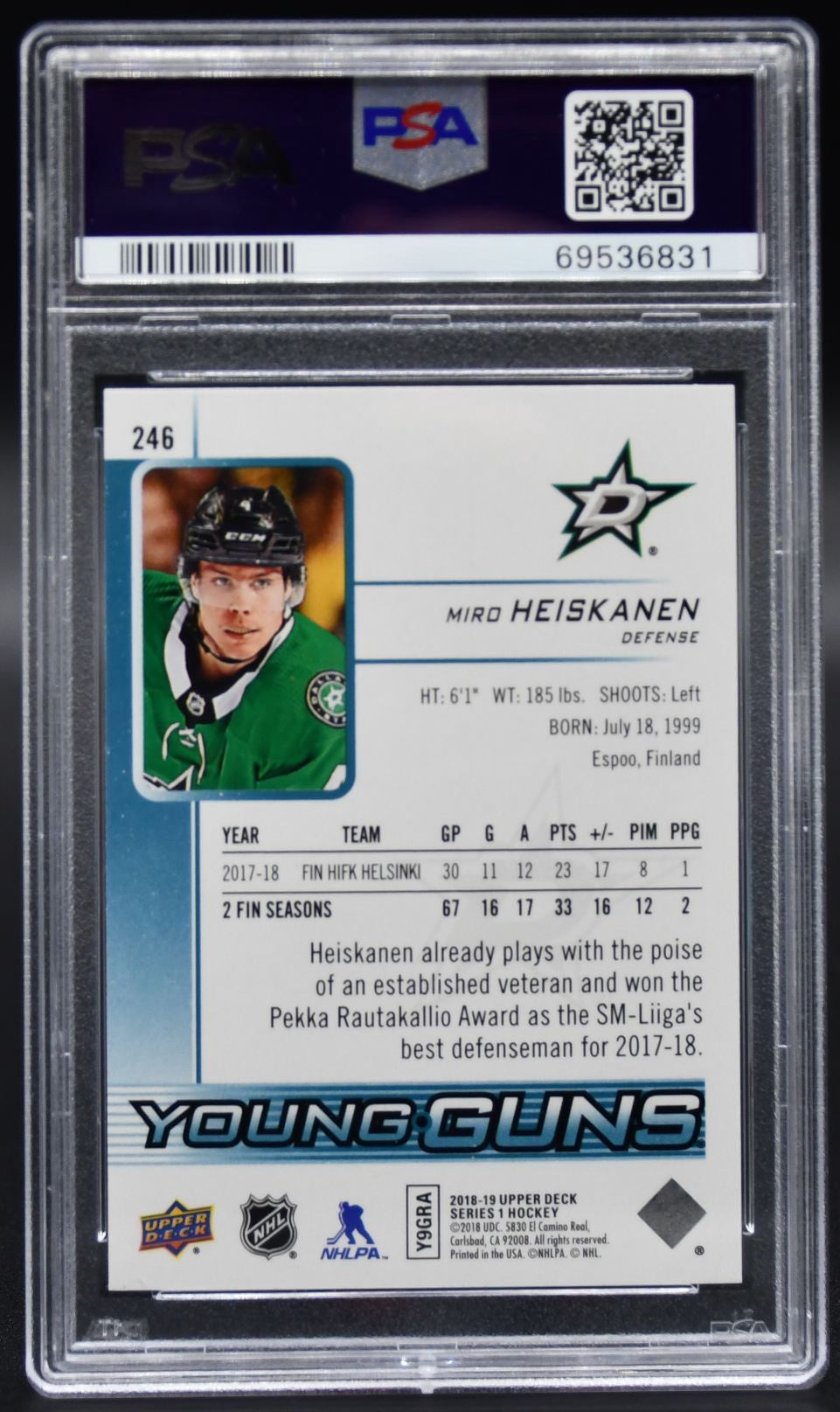 2018-19 UD Series 1 Miro Heiskanen 246 Dallas Stars RC
