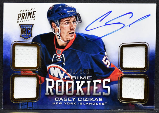 2012-13 Panini Prime Rookies Auto Jersey Casey Cizikas 134  RC Auto 031/249