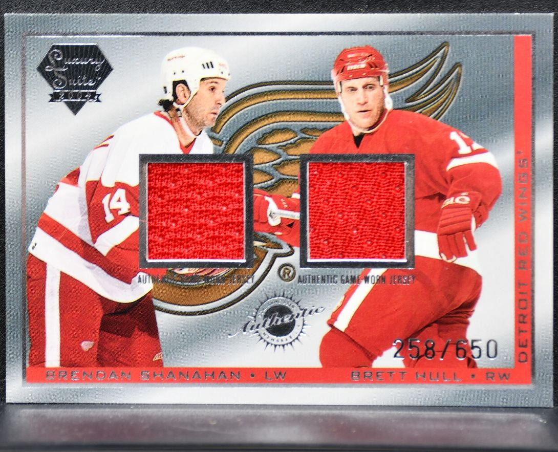 2003-04 Pacific Luxury Suite Jersey Shanahan/Hull Red Wings /650 Jersey 8976