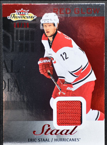 2013-14 Fleer Showcase Jersey Red Glow Eric Staal Hurricanes 13302 Jersey 2782