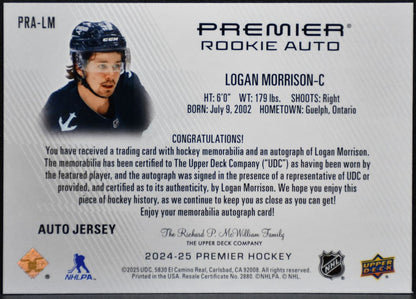 2024-25 UD Premier Rookie Auto Morrison Seattle Kraken RC Auto /99 Jersey 3871