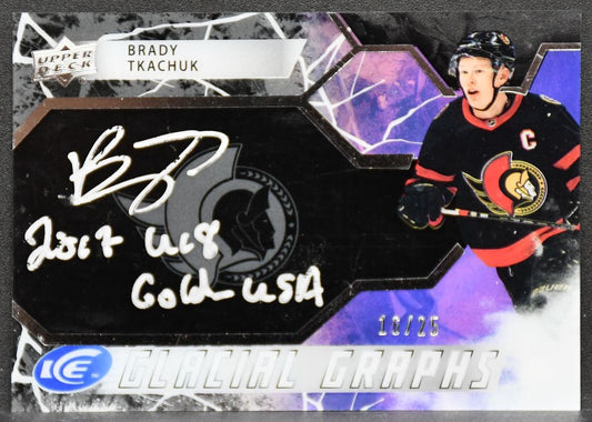 2021-22 UD Ice Glacial Graphs Black Brady Tkachuk GG-BT Ottawa Senators Auto /25 4627