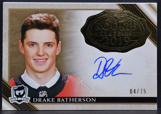 2018-19 UD The Cup Rookie Class Gold Foil Auto Drake Batherson 2019-DB  RC /75