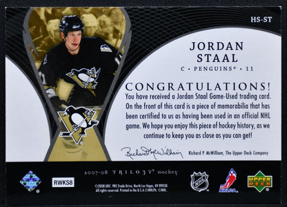 2007-08 UD Trilogy Honorary Swatches Jordan Staal Jersey 1664
