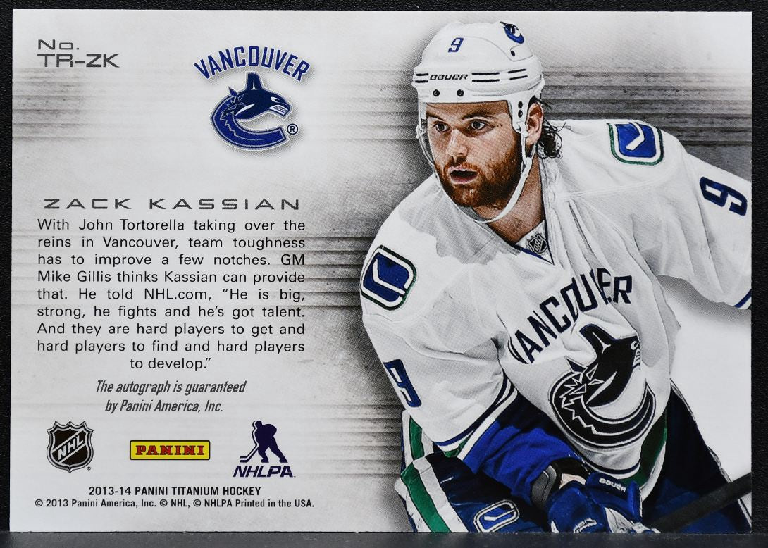 2013-14 Panini Titanium Reserve Zack Kassian TR-ZK Vancouver Canucks Auto 8580