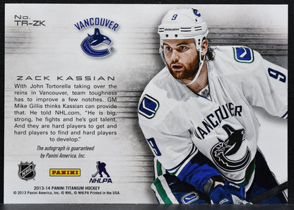 2013-14 Panini Titanium Reserve Zack Kassian TR-ZK Vancouver Canucks Auto 8580