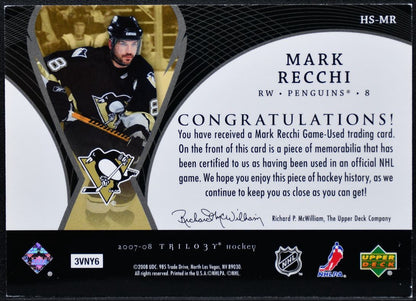 2007-08 Upper Deck Trilogy Honorary Swatches Mark Recchi Penguins Jersey 8334