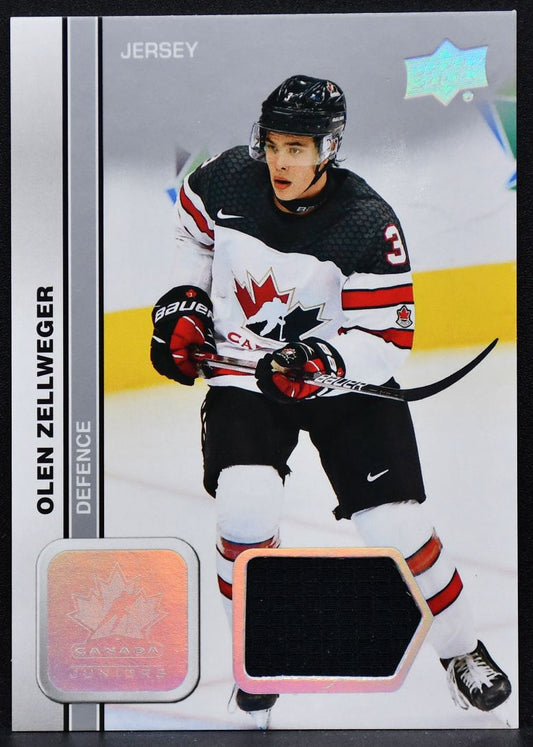 2023-24 UD Team Canada Juniors Olen Zellweger 3 Team Canada Jersey