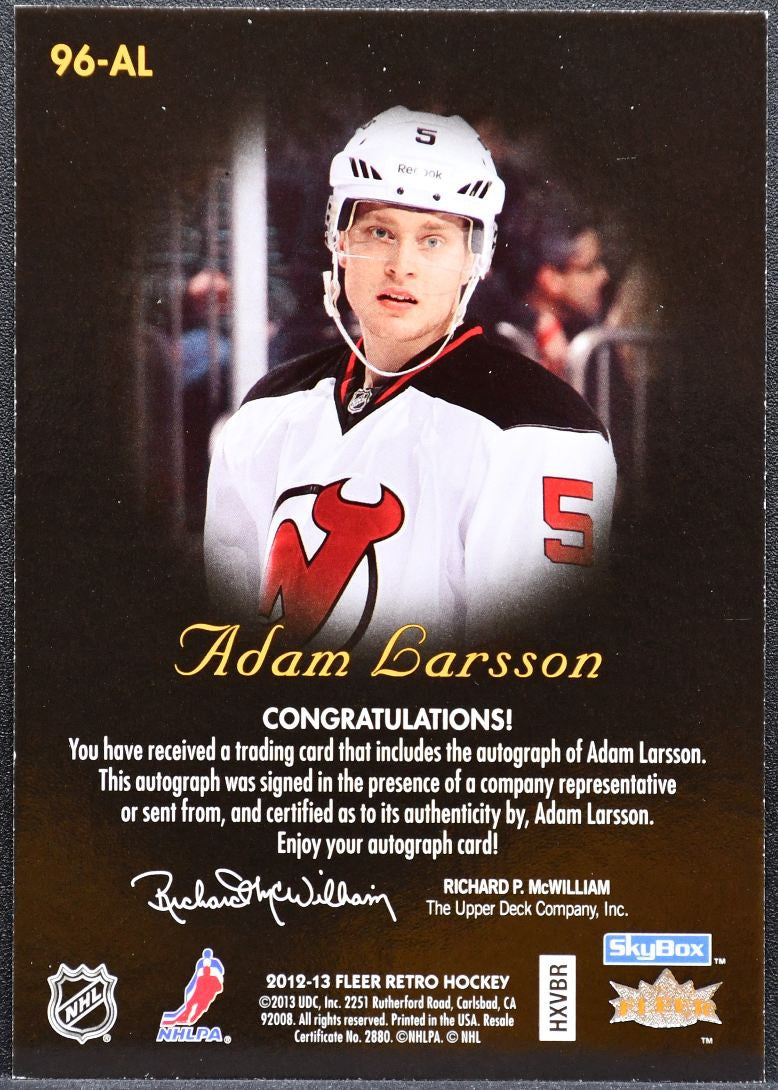 2012-13 Fleer Retro 1996-97 Skybox Autographics Adam Larsson Devils Auto 7264