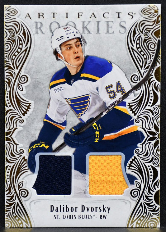 25-26 UD Artifacts RCs Gold Material Dalibor Dvorsky Blues RC /499 Jersey 4023