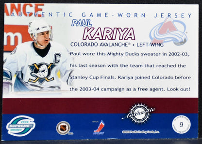 2003-04 Pacific Supreme Jerseys Paul Kariya 426/500 Jersey 7645
