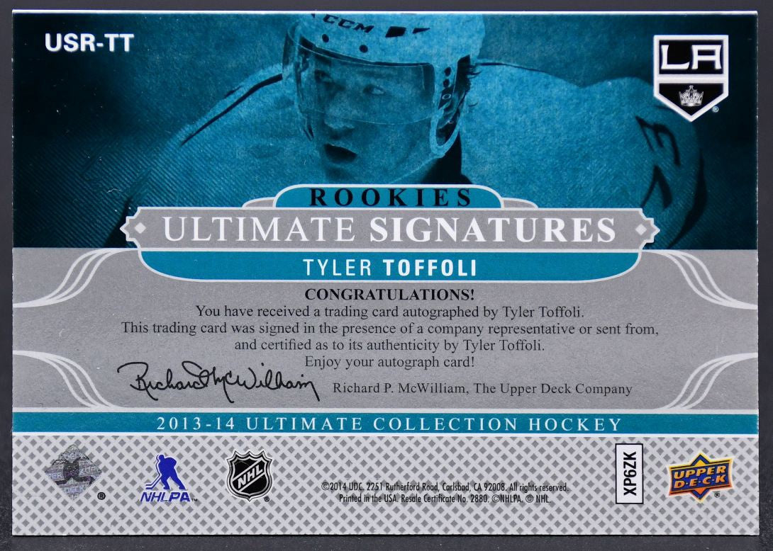 2013-14 UD Ultimate Collection Rookies Ultimate Signatures Toffoli RC Auto