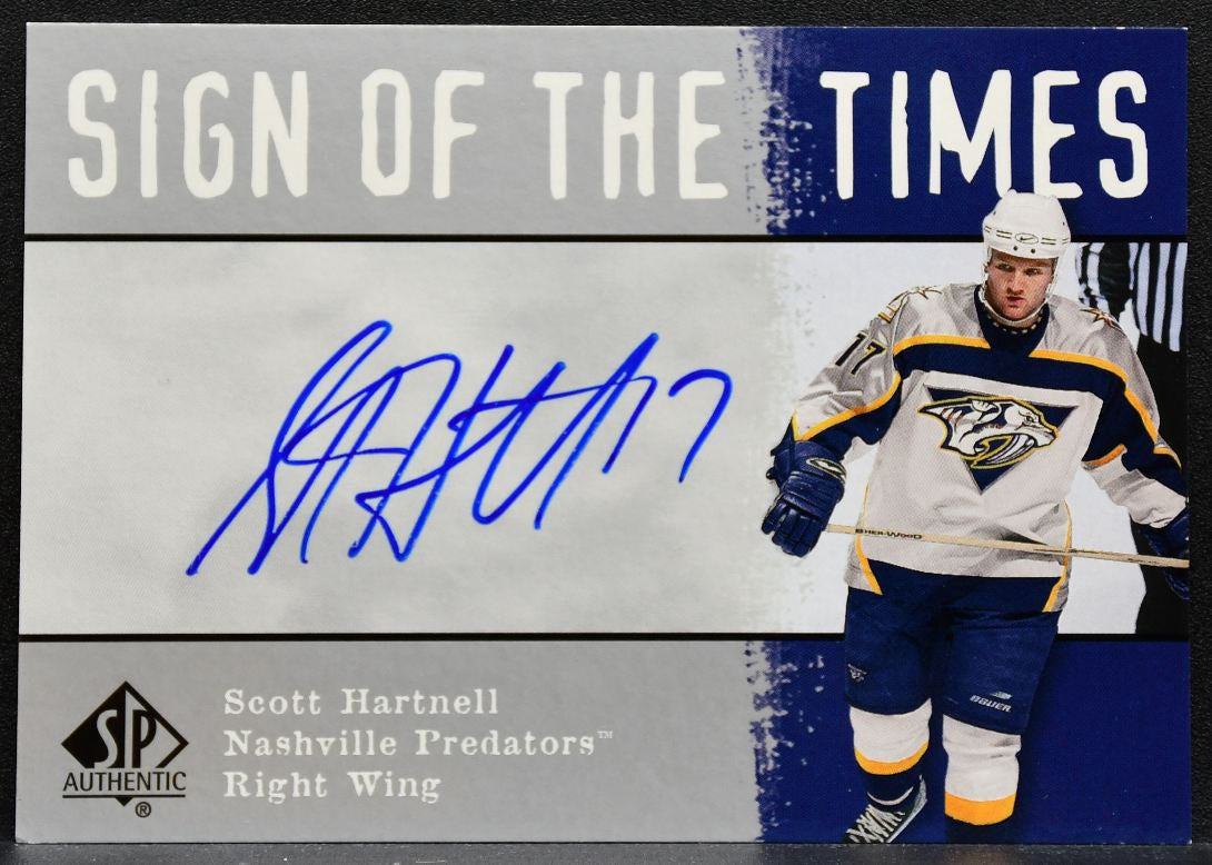 2001-02 SP Authentic Sign of the Times Scott Hartnell SH Predators Auto 7460
