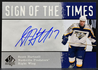 2001-02 SP Authentic Sign of the Times Scott Hartnell SH Predators Auto 7460