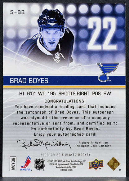2008-09 Upper Deck Be a Player Signatures Brad Boyes S-BB Blues Auto 1694