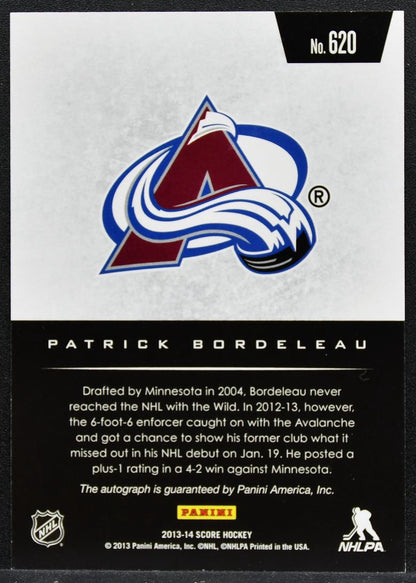 2013-14 Score Hot Rookie Signatures Patrick Bordeleau 620 Avalanche RC Auto 1627