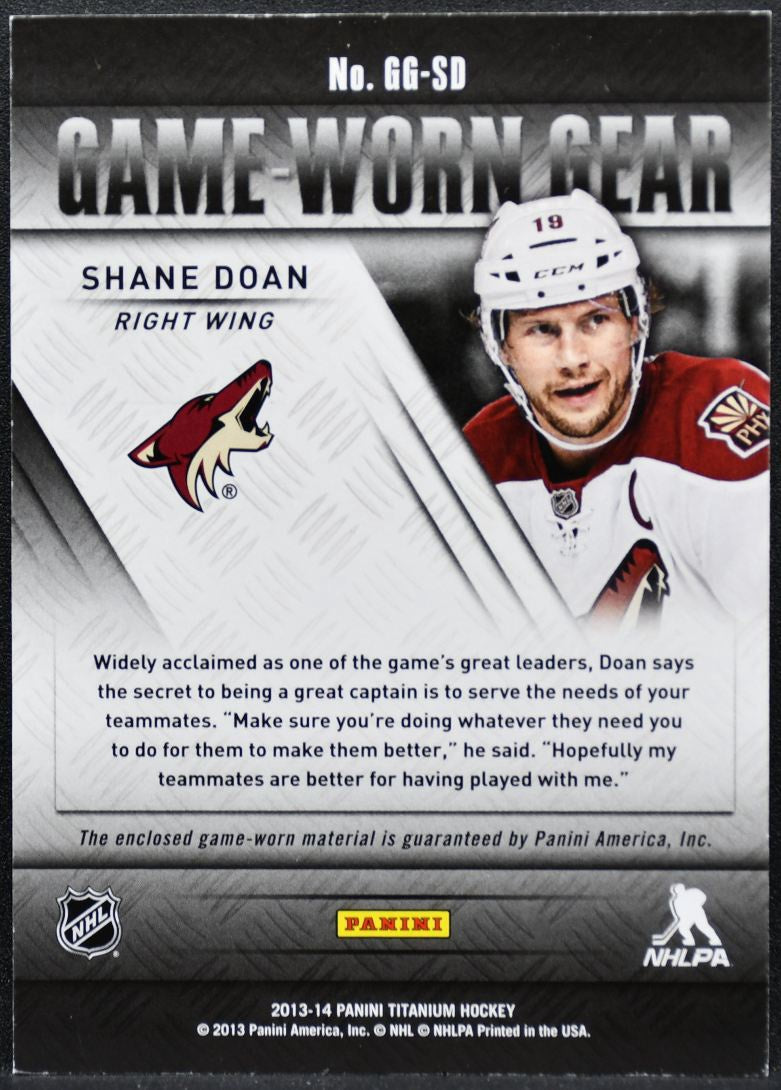2013-14 Panini Titanium Game-Worn Gear Shane Doan GG-SD Coyotes Jersey 8105