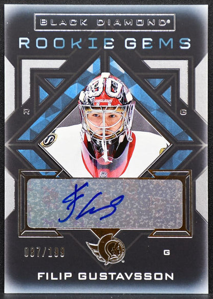 2021-22 UD Black Diamond Rookie Gems Pure Signatures Gustavsson RC Auto 0794