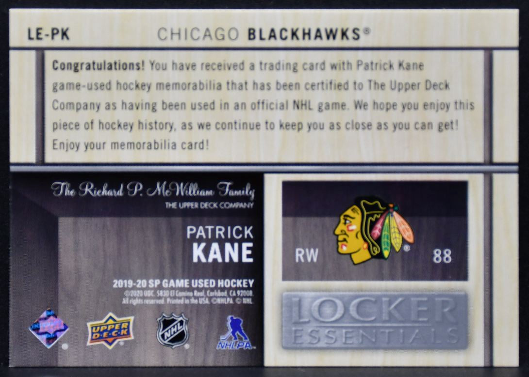2019-20 SP Game Used Locker Essentials Patrick Kane LE-PK Jersey 8494