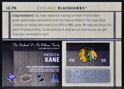2019-20 SP Game Used Locker Essentials Patrick Kane LE-PK Jersey 8494