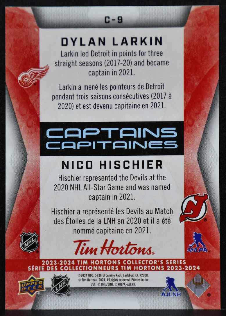 23-24 UD Tim Hortons Captains Dylan Larkin / Nico Hischier Red Wings / Devils 5678
