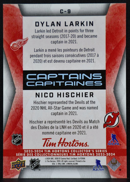 23-24 UD Tim Hortons Captains Dylan Larkin / Nico Hischier Red Wings / Devils 5678