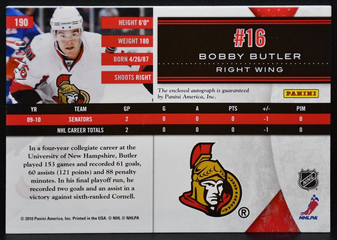 2010-11 Panini Spotlight Phenoms Butler Senators RC Auto 13/30 Patch 0195