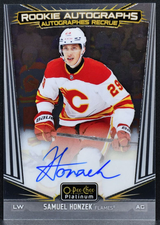 2024-25 OPC Platinum Rookie Auto Samuel Honzek R-SH Calgary Flames RC Auto 4436